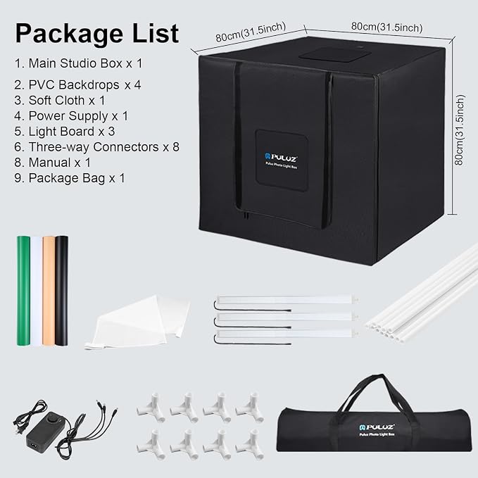 PULUZ 32"x32" Large Photo Studio Light Box, 90W 14000LM High CRI95+ Lighting