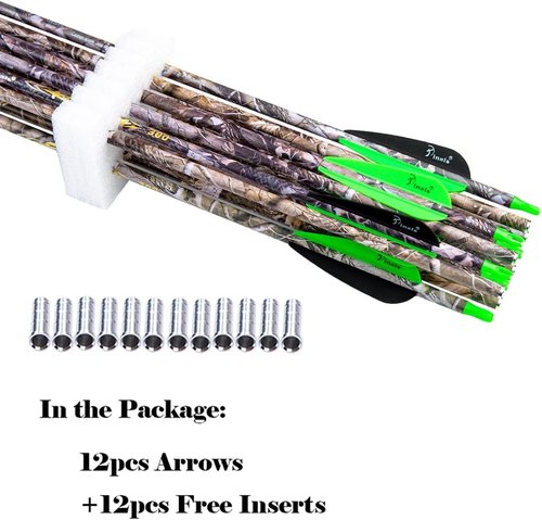 Archery Carbon Hunting Arrows - 28" to 30" Spine 300-400 for Compound & Recurve Bow | Pack of 12