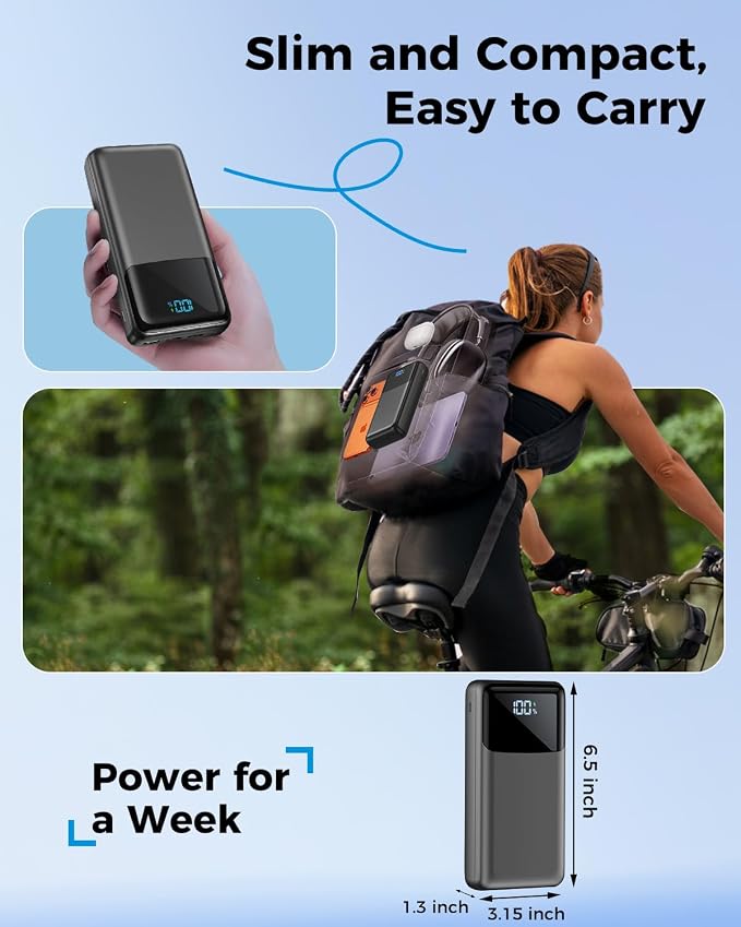 Portable Charger Power Bank 50000mAh, USB-C PD 30W Fast Charging External Battery Pack, Portable Phone Charger for iPhone 17/1615/14/13/12/11 Samsung Android (Gray)