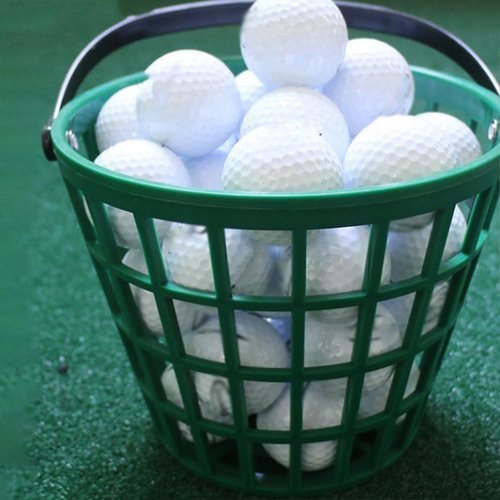 GANAZONO Portable Golf Ball Basket with Handle Outdoor Golfball Storage Container Stackable Pressure Resistant Ball Storage Basket for Golf Course Use 6.49X6.10X4.72In