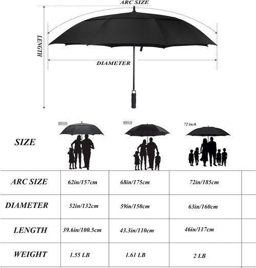 ACEIken Golf Umbrella - Large 58/62/68 Inch Automatic Open | Windproof, Waterproof, Double Canopy Design