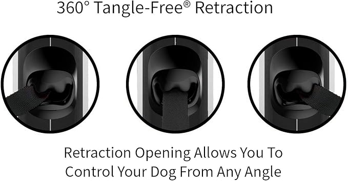 TUG 360° Tangle-Free Retractable Dog Leash with Anti-Slip Handle | 16 ft Strong Nylon Tape | One-Handed Brake, Pause, Lock (Small, Red)