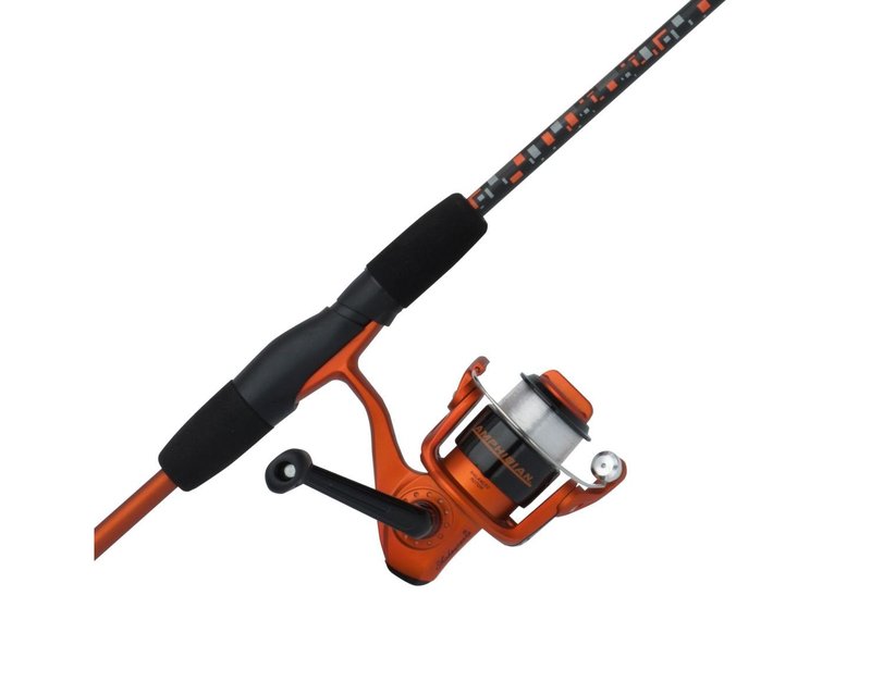 Shakespeare Amphibian Spinning Reel and 5'6" Fishing Rod Combo, Orange, Size 30 Reel, Right/Left Handle Position, 2-Piece Tubular Fiberglass Rod, Pre-Spooled ABS Spool, Oil Felt Drag System