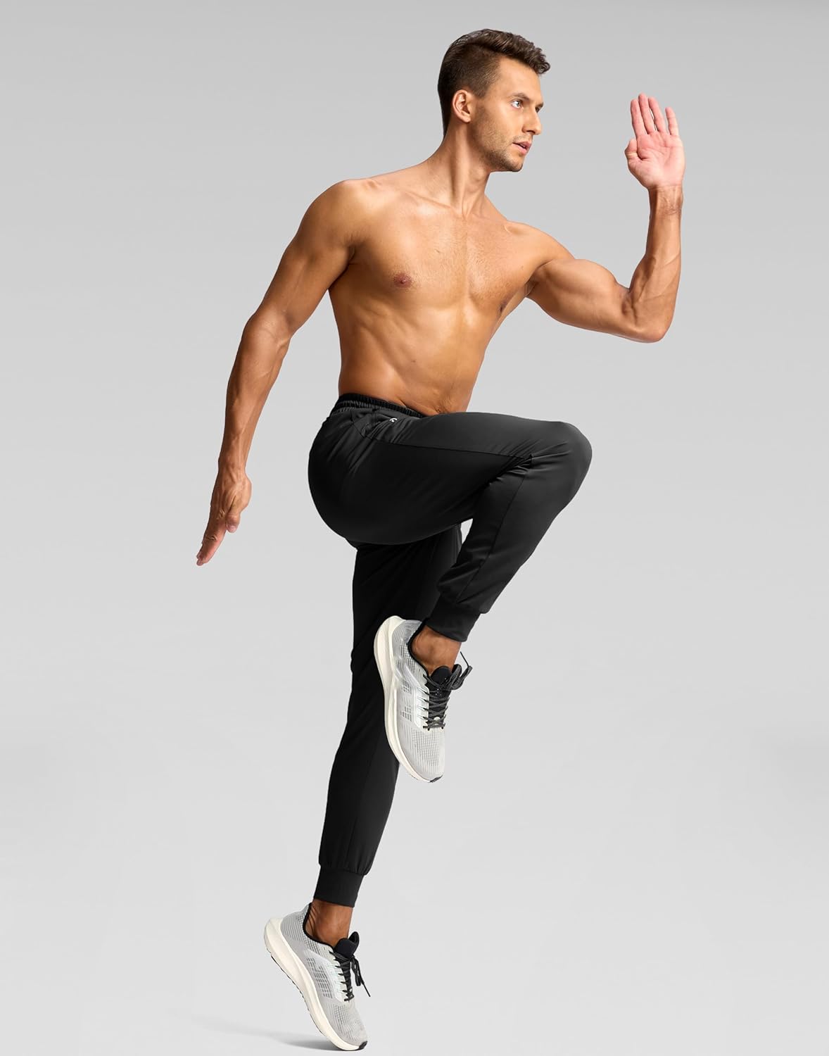 Pudolla Men's Lightweight Jogger Pants - 4-Way Stretch Athletic Sweatpants with Pockets