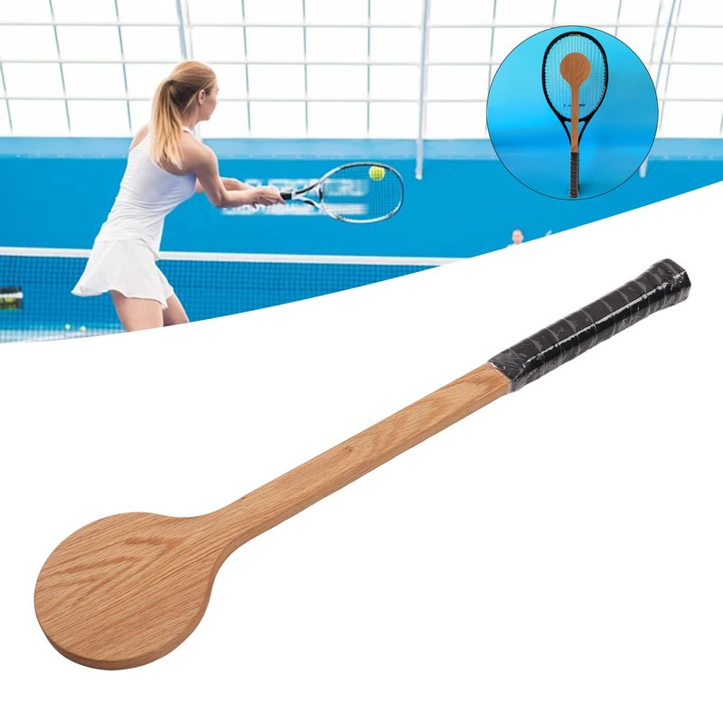Tennis Pointer Wood Spoon Tennis Racket Swing Practice Training Aid with Storage Bag for Sports (Standard model-60cm)