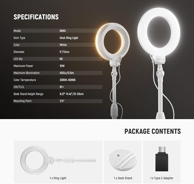 NEEWER BASICS 5"/13cm Desk Ring Light