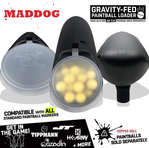 Maddog 200 Round Paintball Loader - .68 Cal Gravity-Fed Hopper | Universal Marker Accessory