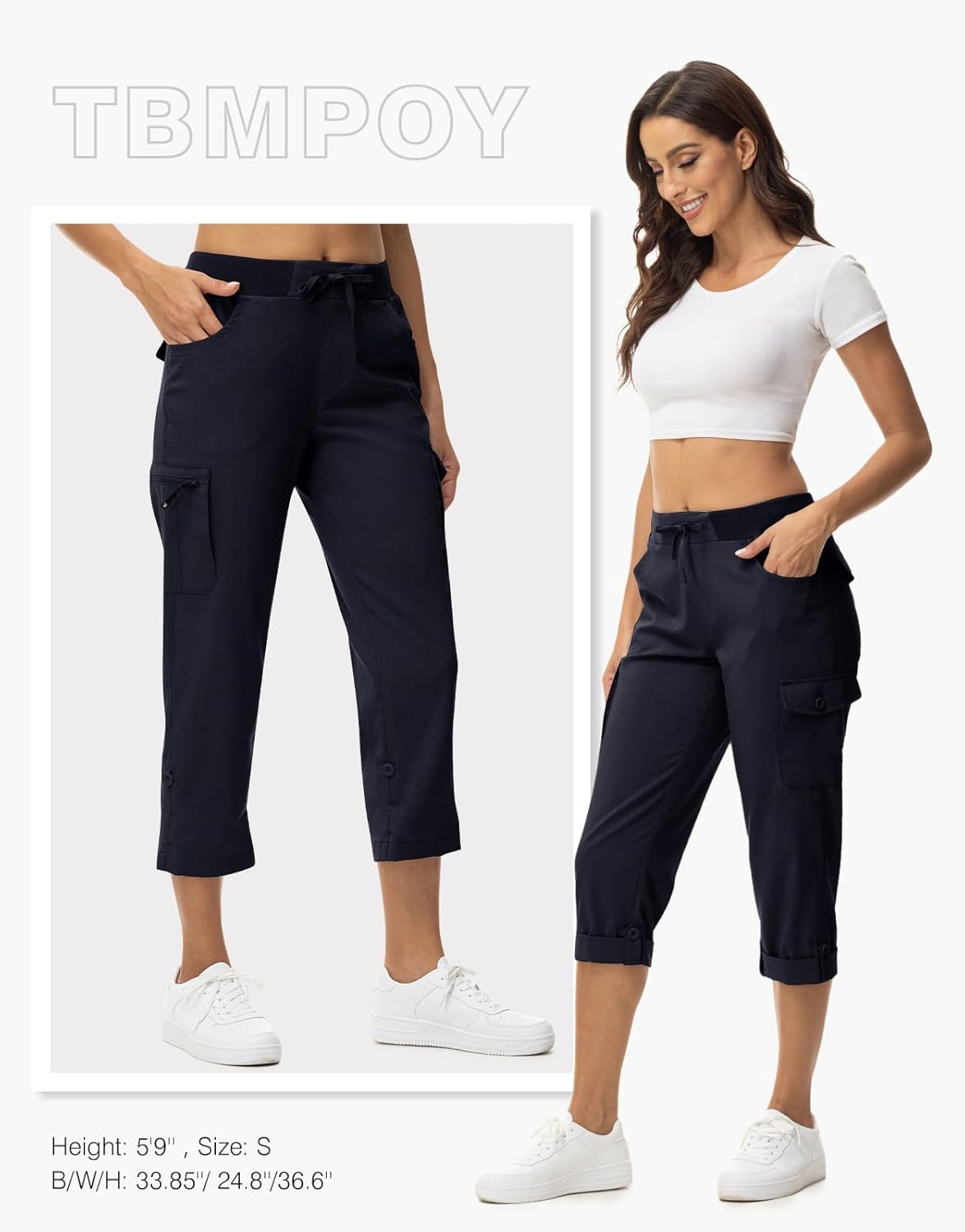 TBMPOY Women's Cargo Hiking Capris - Lightweight, Comfortable Fit for Outdoor Adventures