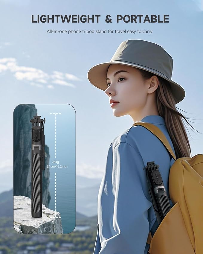 71” Phone Tripod & Selfie Stick, Portable All in One Extendable Cell Phone