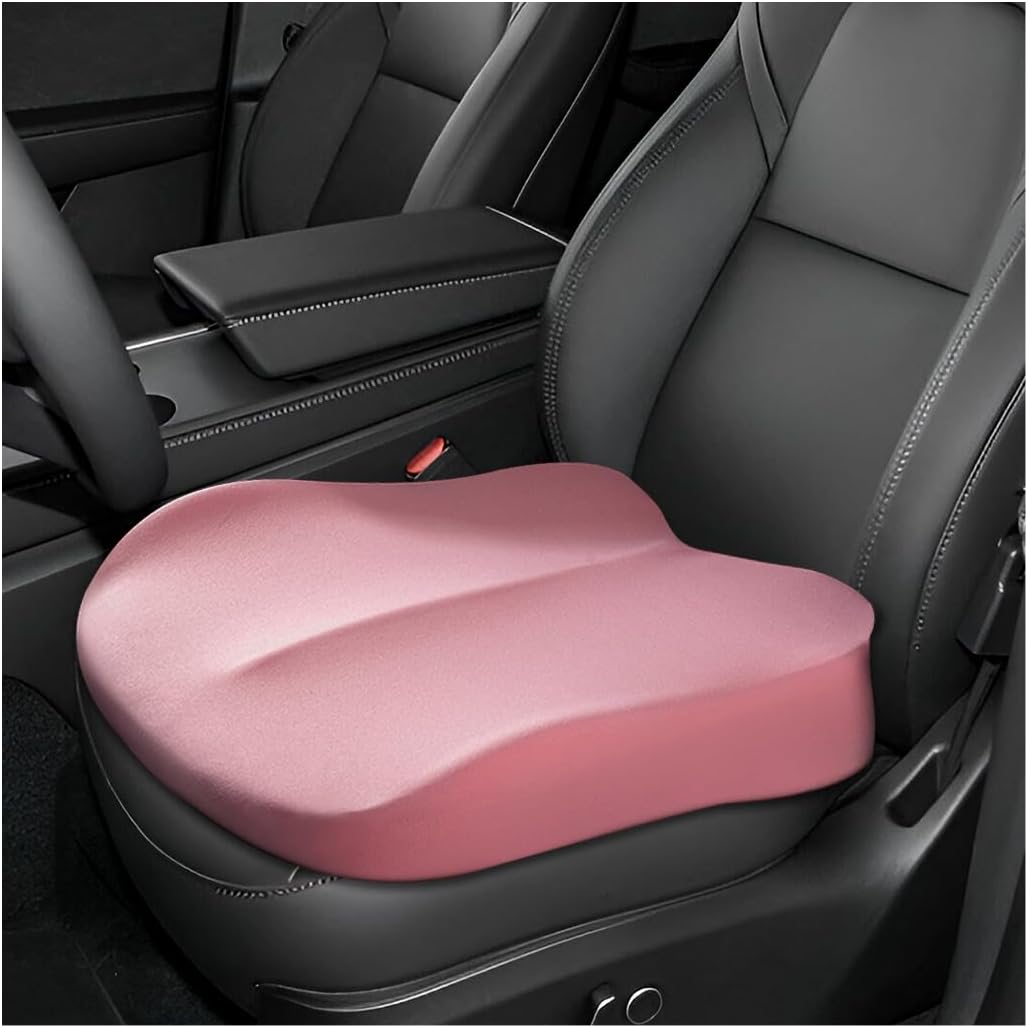 Car Seat Cushion, Comfort Ergonomic Memory Foam Seat Cushion for Tailbone Back Pain Relief, Breathable Car Cushion Suitable for Short People Driver to Get Better View (Black)