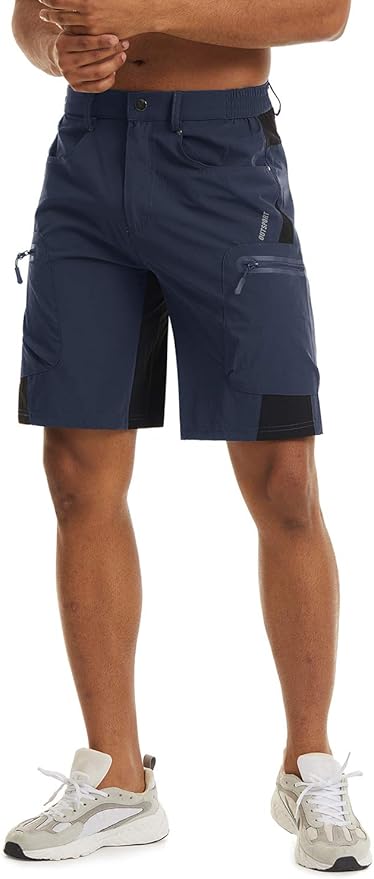 TACVASEN Men's Hiking Cargo Shorts 10" with Zipper Pockets Quick Dry Casual Stretch Golf Work Short Outdoor Summer
