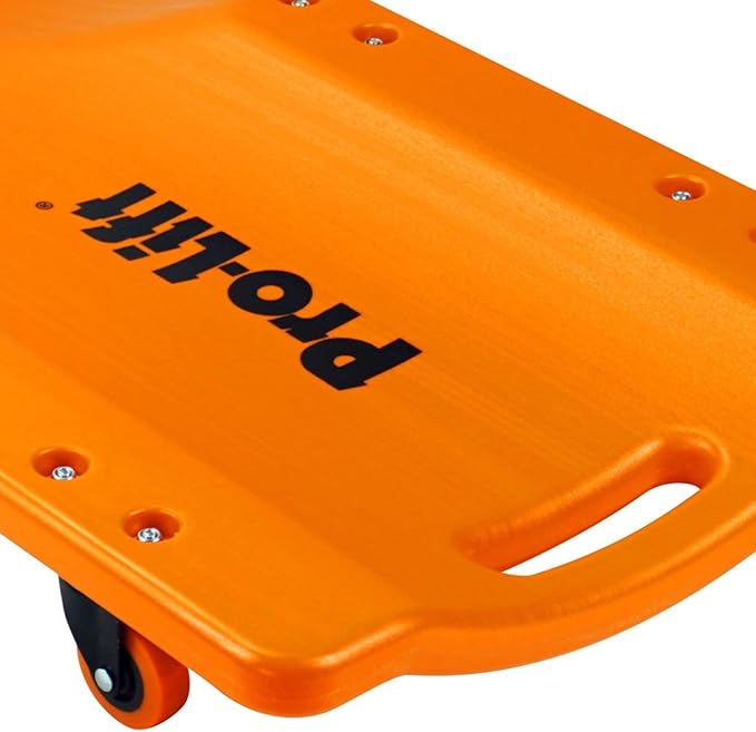 Pro-Lift Mechanic Plastic Creeper 36 Inch - Blow Molded Ergonomic HDPE Body with Padded Headrest - 300 Lbs Capacity Orange