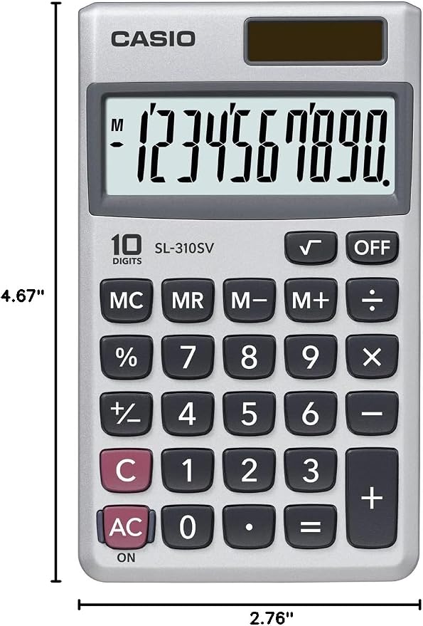 Casio SL-310SV, Sloar Powered Standard Function Calculator
