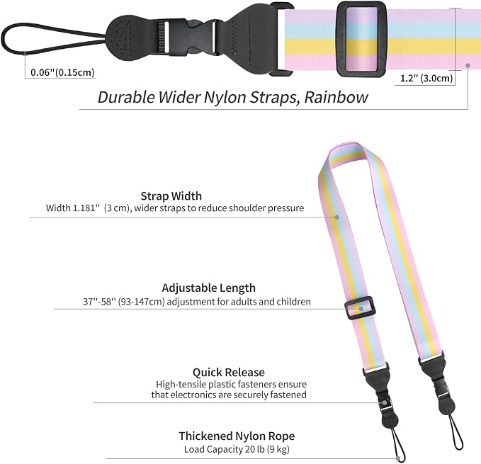 FIEIL 5 Pack Adjustable Shoulder Strap, Nylon Camera Strap, Comfortable Neck