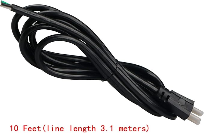 10 Feet Tool Power Cord 14AWG Heavy Duty 3 Prong 15A 125V 105℃ Temperature Resistance Waterproof Replacement Power Supply Cord (3.1 Meters,Black)