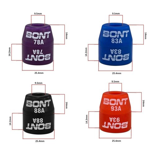 Bont Skates - Replacement Top Cone or Bottom Barrel Cushions Bushings - Quad Roller Skate Derby Plate - Made in USA (93A Red, Bottom Barrel Cushion (8pc))