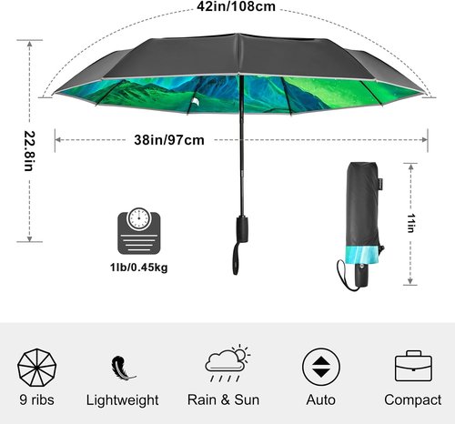 G4Free 42-Inch Eco Windproof Folding Umbrella - Durable Double Canopy for Rain & Sun | Auto Open/Close