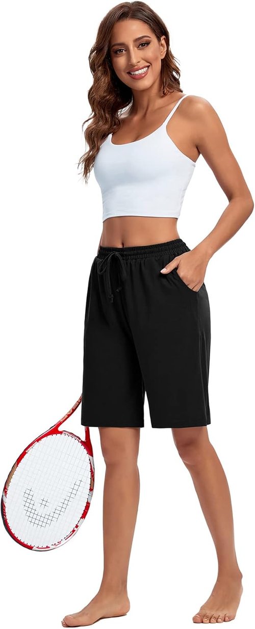 ASIMOON Women's Bermuda Shorts - Casual Loose Athletic Shorts with Pockets | Perfect for Yoga & Running
