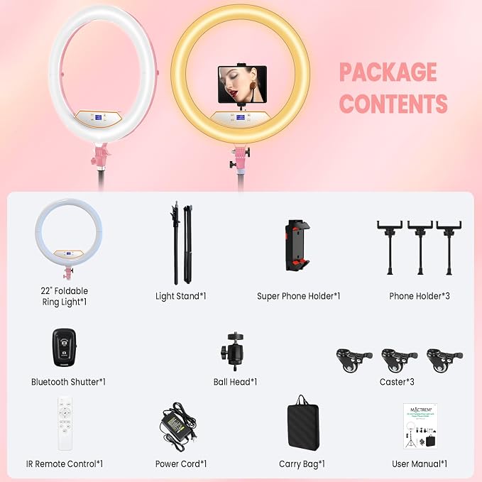 22" Foldable Ring Light with Stand