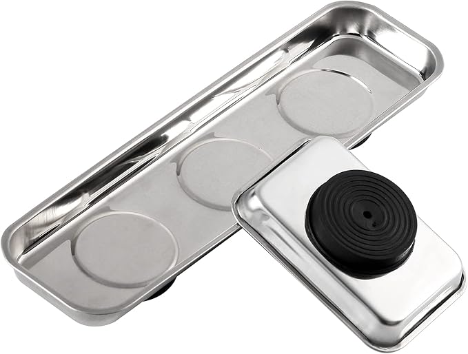 8 Pieces Magnetic Trays Set Stainless Steel Magnet Tool Tray Parts Holder for Screws, Sockets, Bolts, Pins, Mechanic's and Automotive