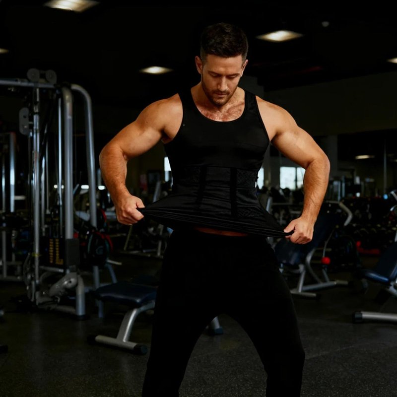 SELURE Shaping Tank Men 2.0 Compression Shirt Shapewear Workout Tops Breathable Shaper Vest Abs Abdomen Undershirt Black