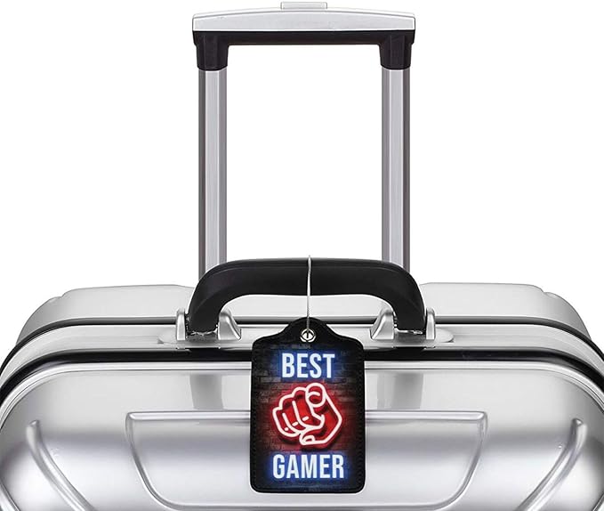 2 Pack Luggage Tags for Suitcase, Privacy Cover ID Label with Stainless Steel and Address Card for Travel Bag Backpack Cruise Ship Essentials Tag Men Boys - Best Gamer