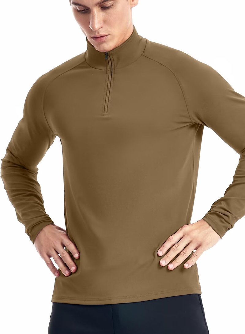 Zengjo Quarter Zip Men Lightweight(Coyote Brown,M)