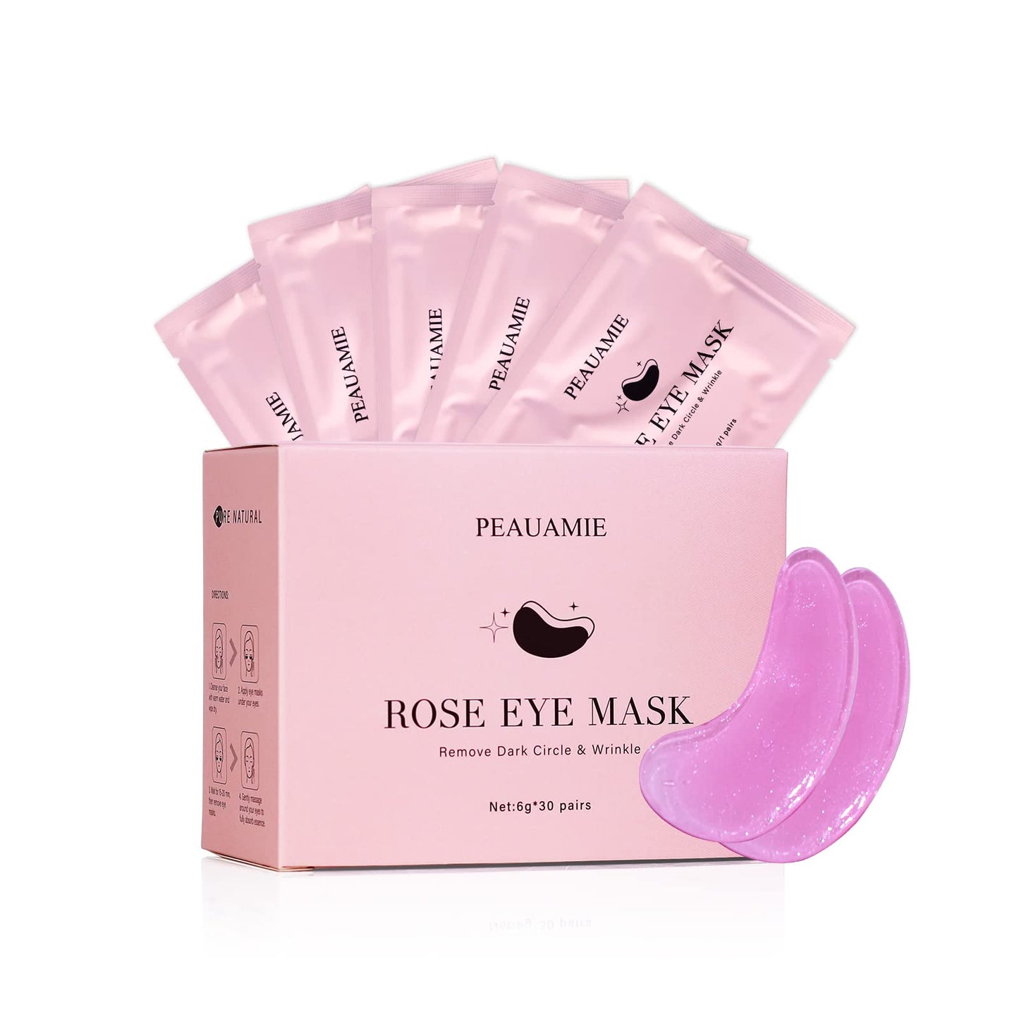 Peauamie Under Eye Patchs Rose Eye Mask For Dark Circles And Puffiness Wrinkle Eye Bags 30 Pairs
