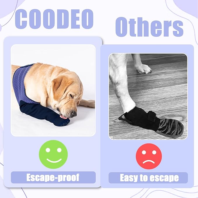 COODEO Dog Socks to Prevent Licking Paws, Healing Boots & Paw Protectors with Non-Slip Bottoms for Wound Protection, Waterproof Sleeve Shoes for Licking(Purple,3XL_Right
