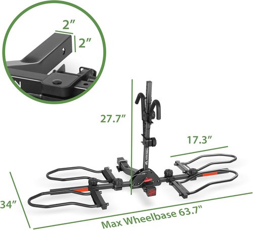 ARKSEN Bike Rack - 2-Bike Hitch Mount Platform for Electric & Fat Tire Bikes | Holds 150 lbs Total, Fits 2" Receiver