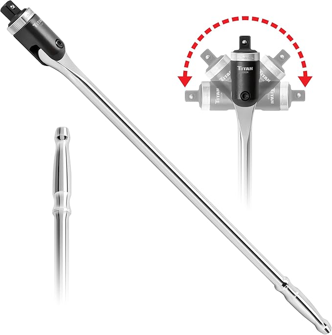Titan 12024 1/2-Inch Drive x 24-Inch Heavy-Duty Ratcheting Breaker Bar with 180-Degree Swivel Head