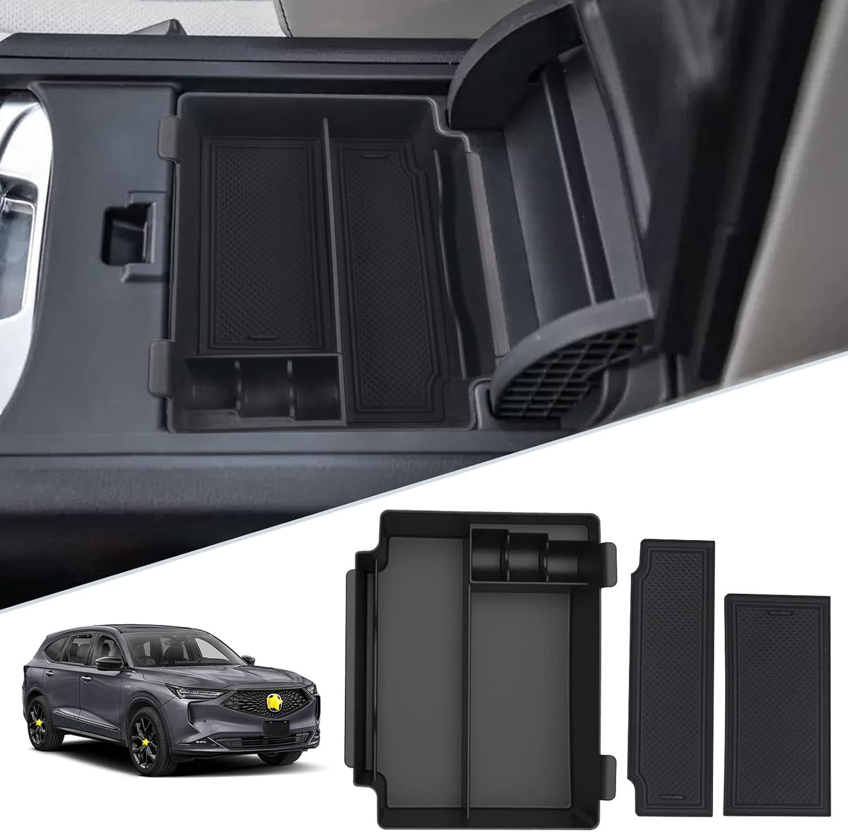 SKTU for 2020-2024 2025 Kia Telluride 2014-2024 Toyota 4Runner Center Console Organizer Insert ABS Black Materials Tray 2024 2025 Telluride Accessories with Coin and Sunglasses Holder
