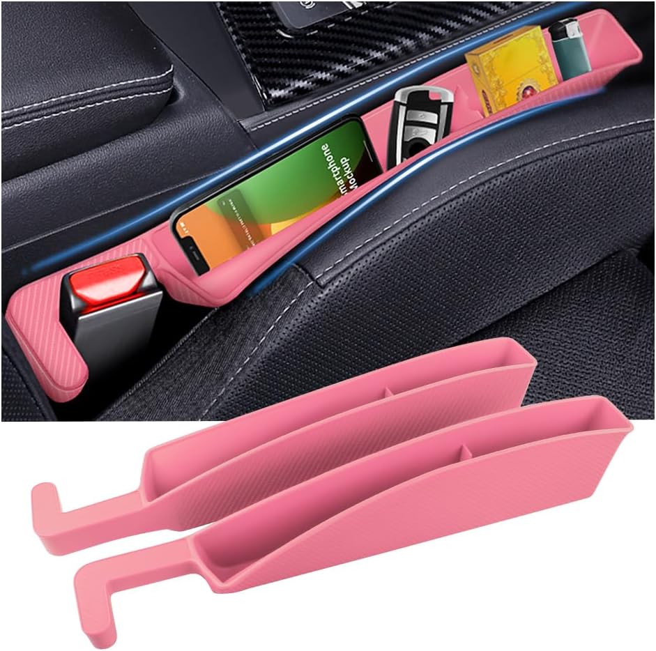 2PCS New Car Seat Gap Filler with 2 Storage Areas,Stylish Car Seat Gap Storage for Stabilizing Phone,Keys Wallet,Universal Car Seat Gap Filler Organizer Interior Accessories (Carbon Black)
