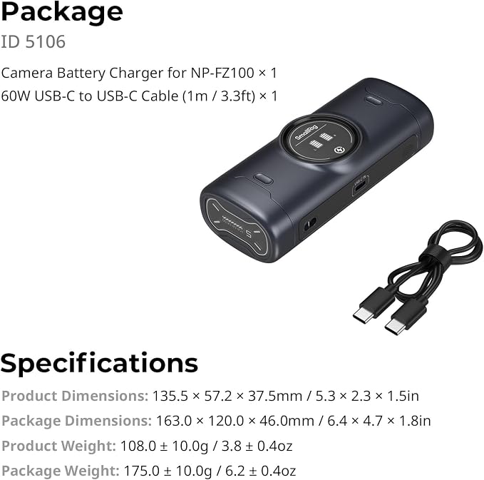 SMALLRIG NP-FZ100 Battery Charger
