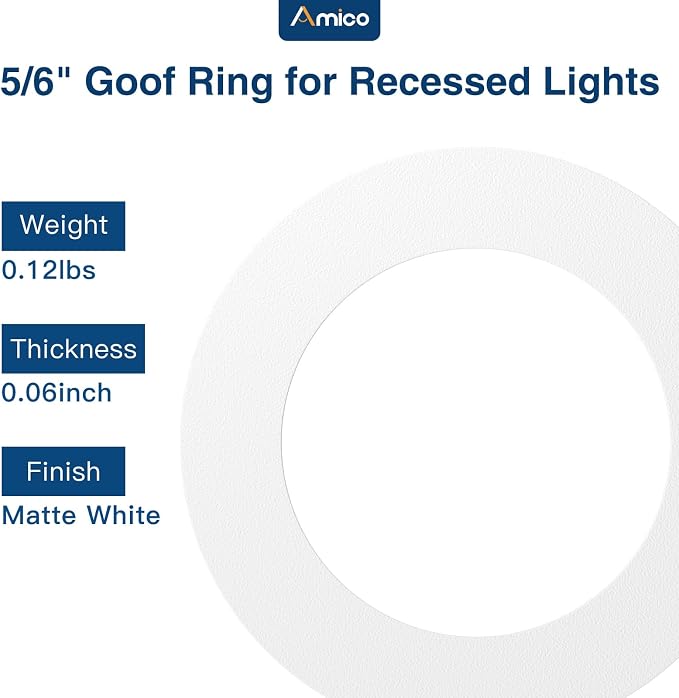 Amico 12 Pack Goof Rings for 6 Inch Recessed Lights, Can Light Trim Ring Cover