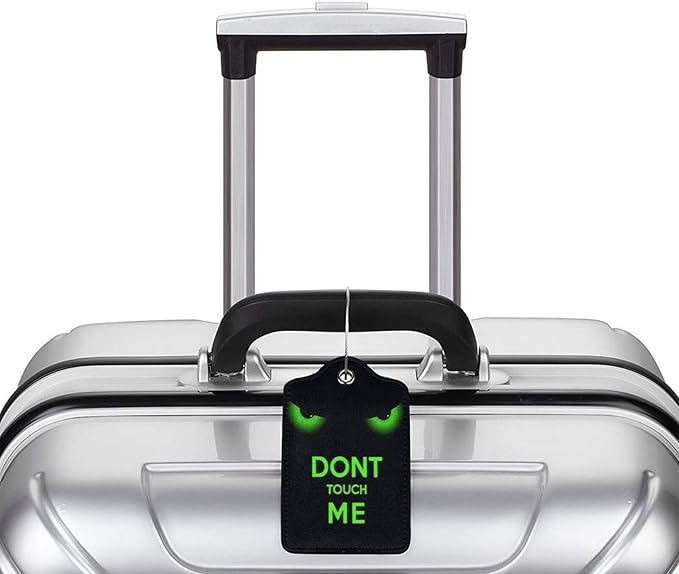 2 Pack Luggage Tags for Suitcase, Privacy Cover ID Label with Stainless Steel and Address Card for Travel Bag Backpack Cruise Ship Essentials Tag Boys Girls Kids - Funny Dont Touch Me