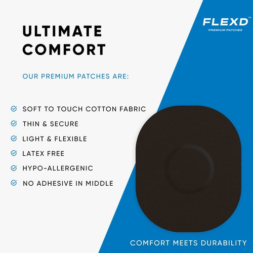 Flexd - Libre 3 Sensor Covers Waterproof, Freestyle Adhesive Patches (Pack of 30) Oval, Black