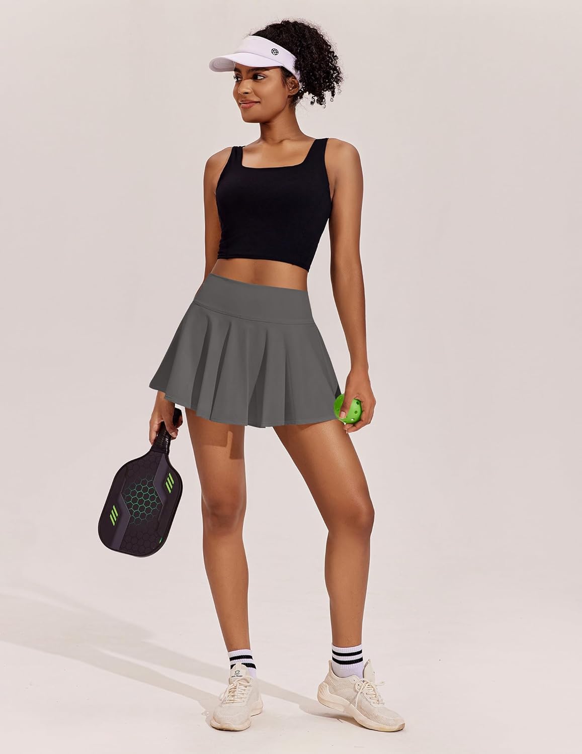 PINSPARK Women's Tennis Skirt - Pleated High-Waisted Golf Skort with Pockets for Workout & Pickleball