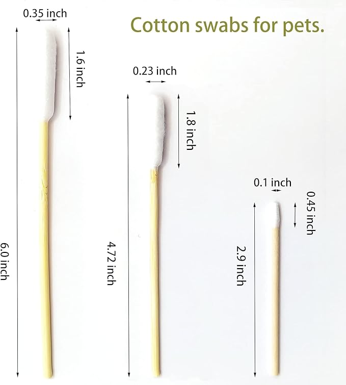 Dog Ear Cleaner Q Tips, 200pcs 6-Inch Long Cotton Swabs for Dogs - Biodegradable Qtips for Ear Cleaning, Infection Treatment, Wax Removal & Pet Care