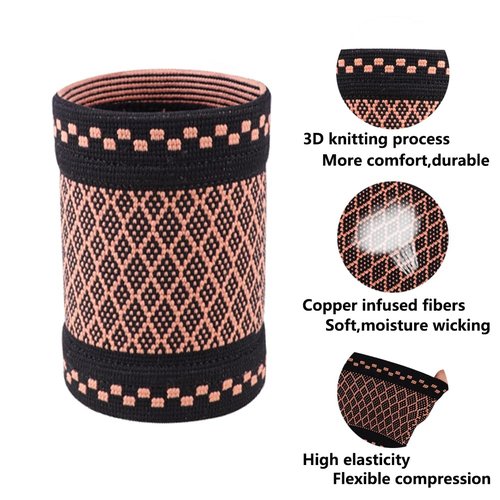 Copper Compression Wrist Brace - Pain Relief Support Sleeve for Tendonitis & Carpal Tunnel | 2 Pcs, Large