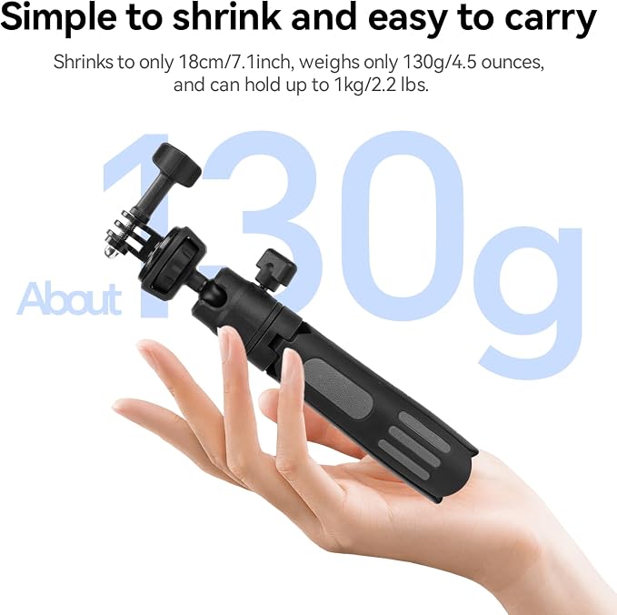 Lightweight Mini Tripod for Camera/Phone/Webcam & Selfie Stick, 360° Phone Clip