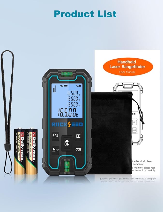 Laser Measure 165 Feet, RockSeed Portable Laser Distance Meter, Digital