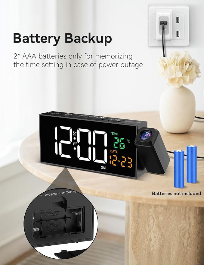 Netzu Projection Clock for Bedroom Ceiling, Alarm Clocks