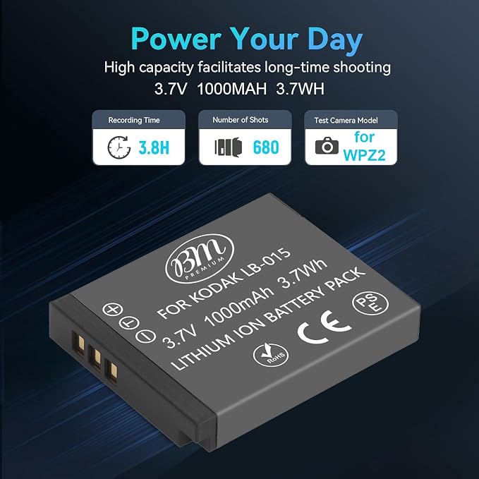 BM Premium 2 Pack of LB-015 Batteries and Dual Bay Battery Charger