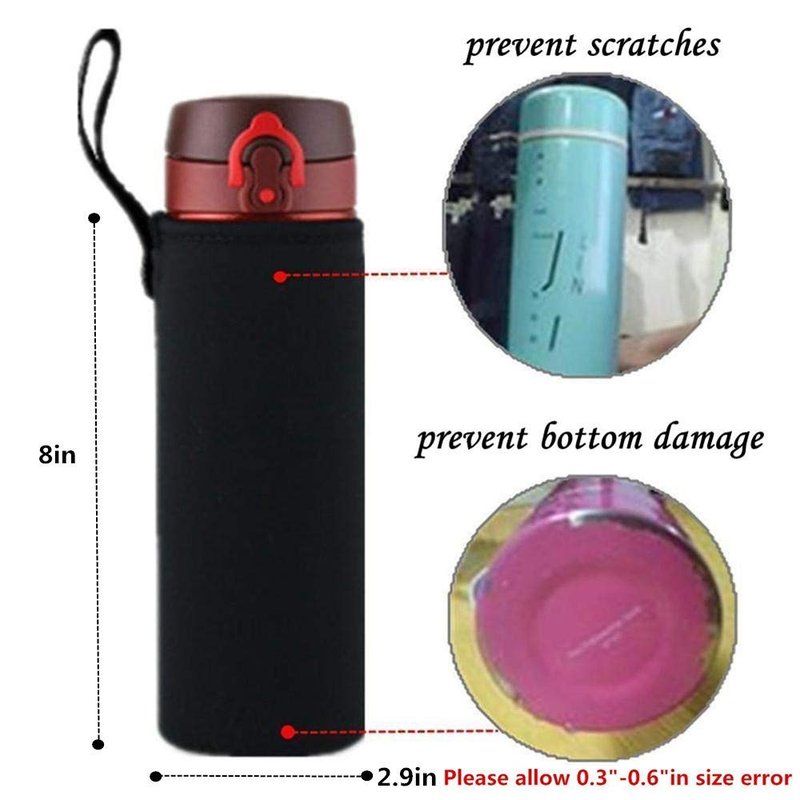TLHO Water Bottle Carrier 750ml, 25oz Water Bottle Cover Sleeve Neoprene Bottle Carrier Insulated Bottle Bag Case Pouch black, 25oz/750ml 2PCS