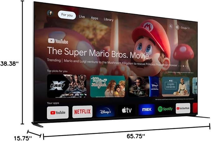 Sony BRAVIA 9 K75XR90 75 inch 4K HDR Smart QLED Mini-LED TV Bundle with Premiere Movie Streaming Package & TV Setup Bundle with Wall Mount + Surge Adapter + HDMI Cable & More (2024 Model)