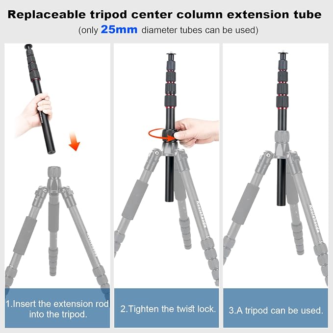 Koolehaoda 57" Aluminum Tripod Extension Centre Column Extender | 5 Section