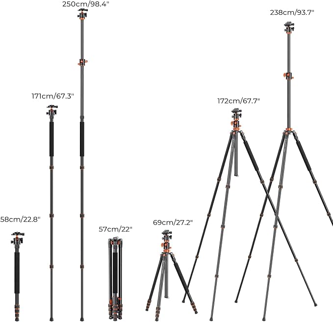 K&F CONCEPT 94 Inch Camera Tripods 4 Section Ultra High Aluminum Professional
