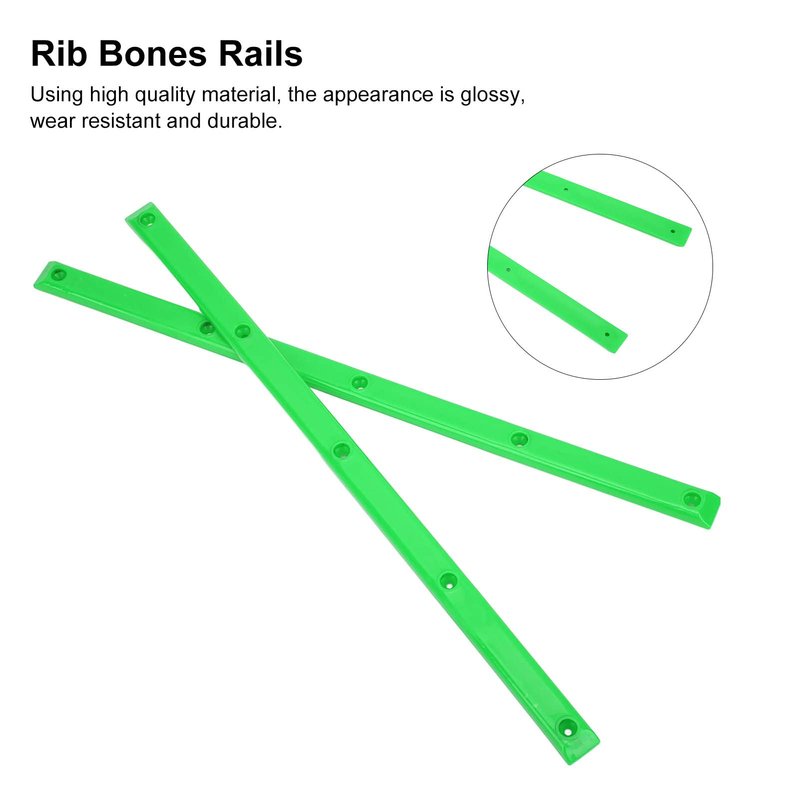 VBESTLIFE 2Pcs Skateboard Rails Protector Wear-Resistant Flexible Ribs Bones Board Rails with Mount Screws(Green) Cycling