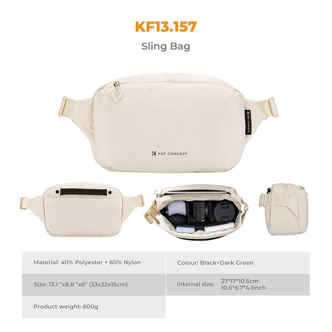K&F CONCEPT Camera Sling Bag Crossbody Bag Waterproof Camera Shoulder Backpack